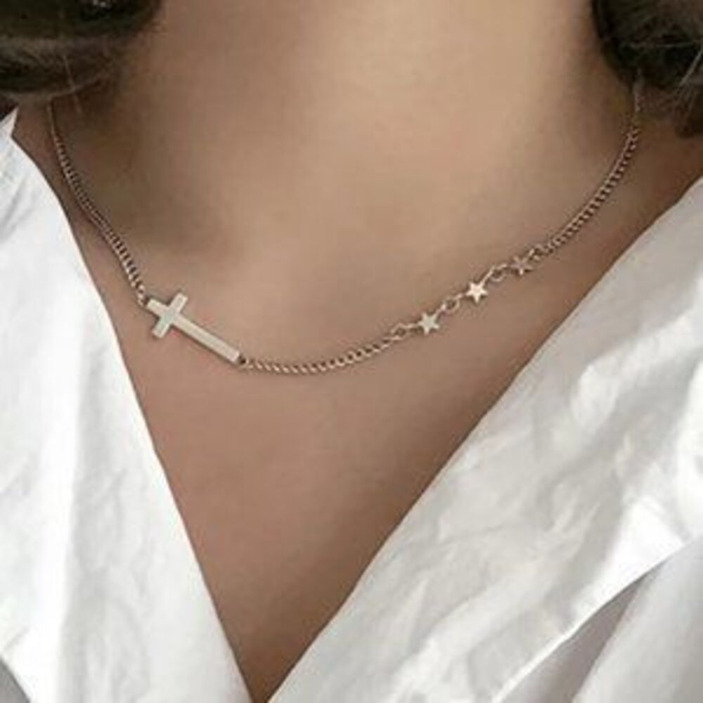 *NEW 925 Sterling Silver Cross Chain Necklace